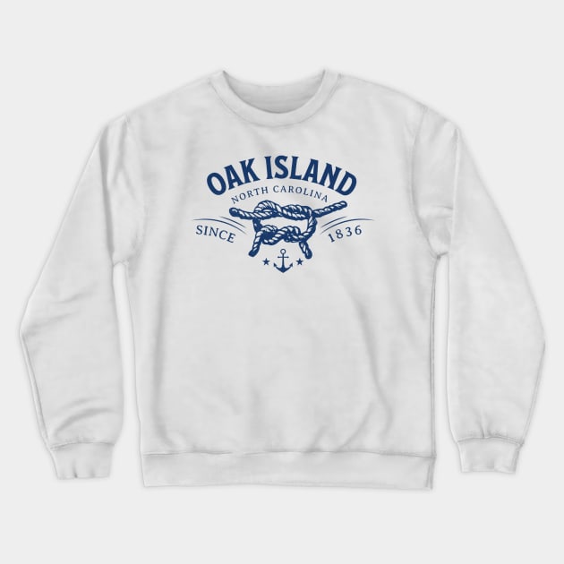 Oak Island, NC Beach Knot Summer Vacation Crewneck Sweatshirt by Contentarama